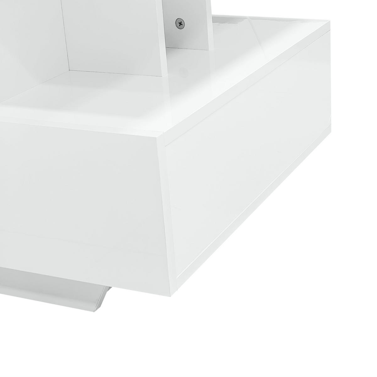 KLUB stolić 90/55/41 cm bijeli od iverice s LED rasvjetom i 2 ladice - bijela, drvni materijal (90/55/41cm) - OKWISH
