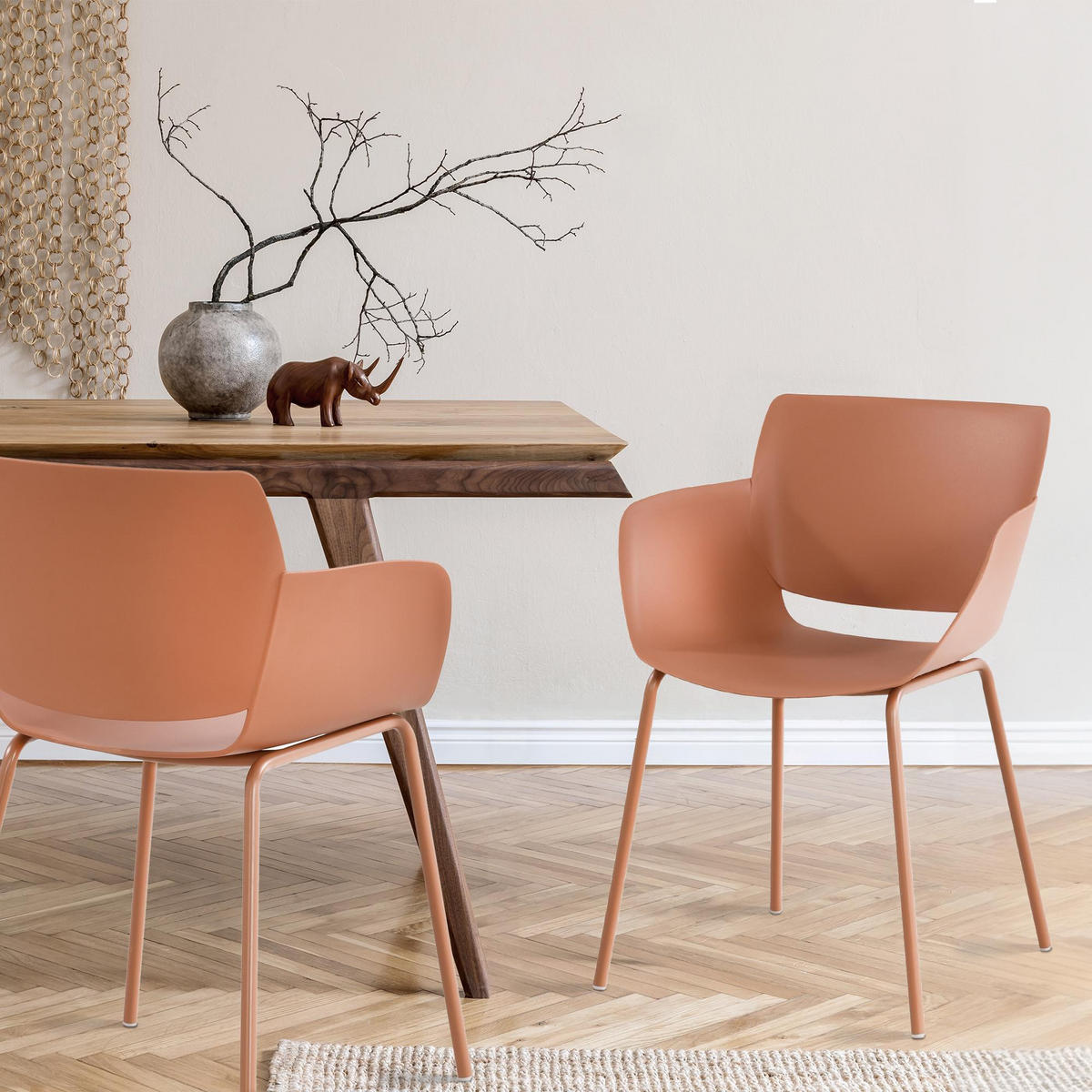 STUHL Kunststoff Terracotta - Terra cotta, Kunststoff/Metall (58/80/54cm) - CLP