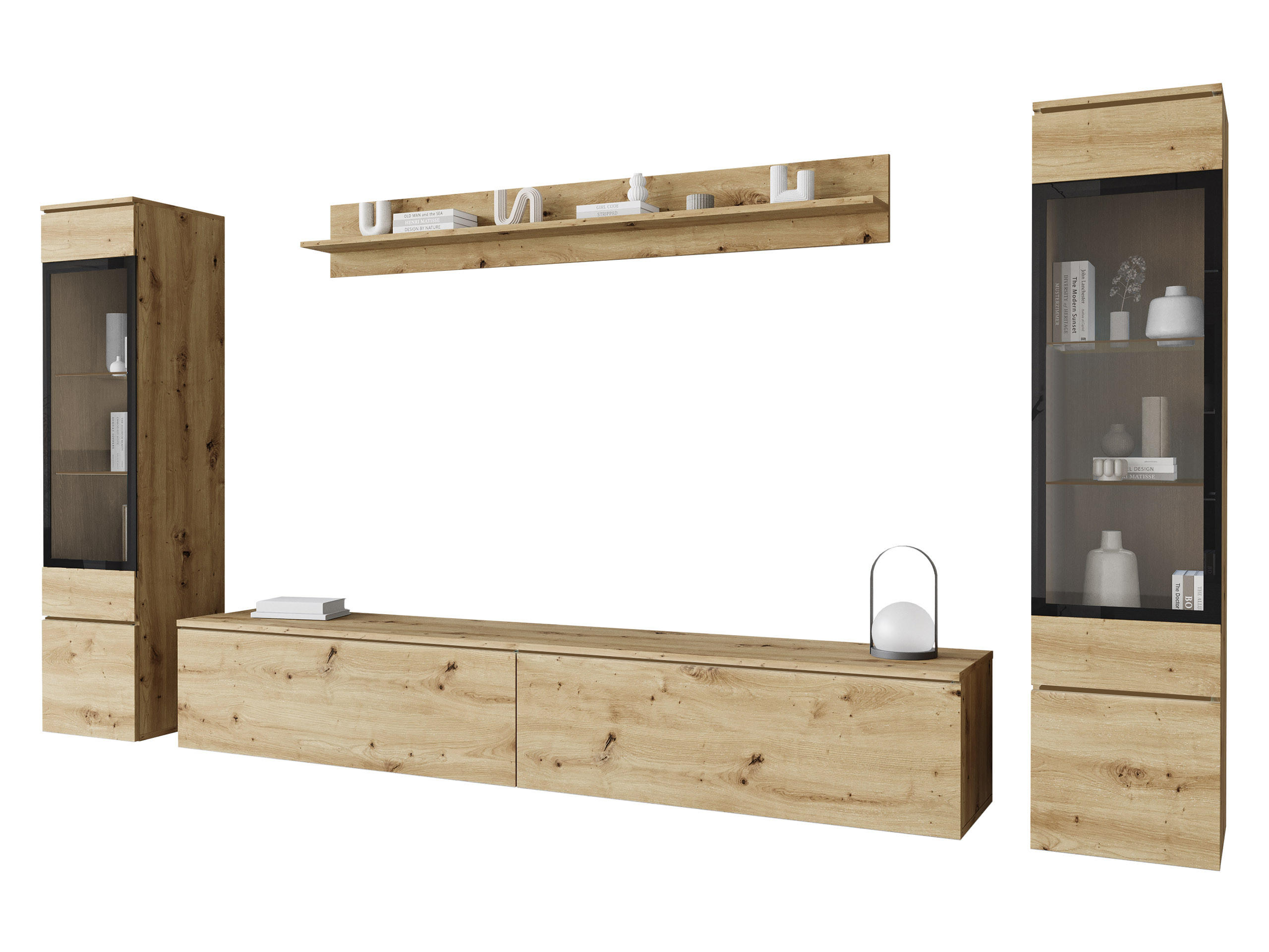 Mirjan24 Wohnwand Eiche Artisan 30x130x33 cm