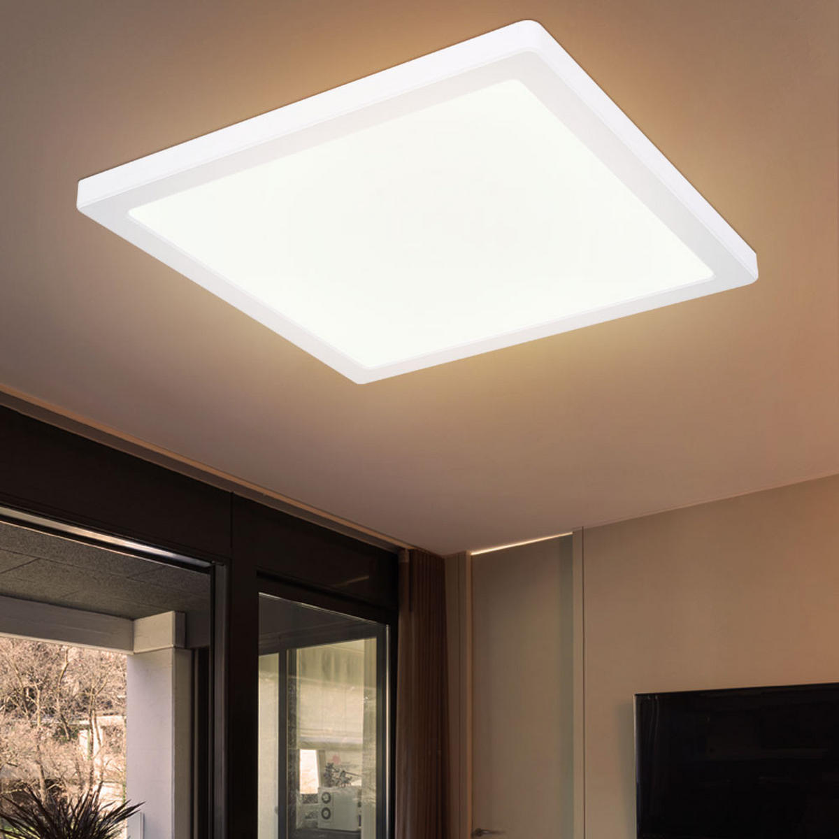 LED DECKENLEUCHTE LASSE Kunststoff Weiß - Weiß, Kunststoff (29.1/29.1/1.7cm) - Globo Lighting