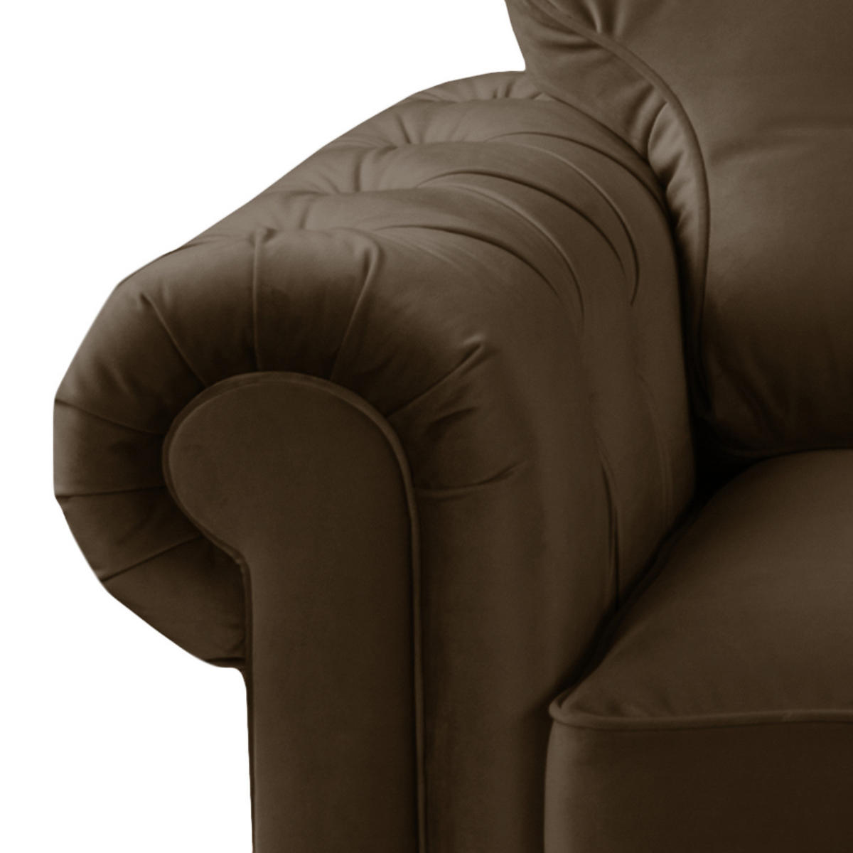 ECKSOFA mit Longchair - Samt - Braun, Holz/Textil (302/166cm) - home24
