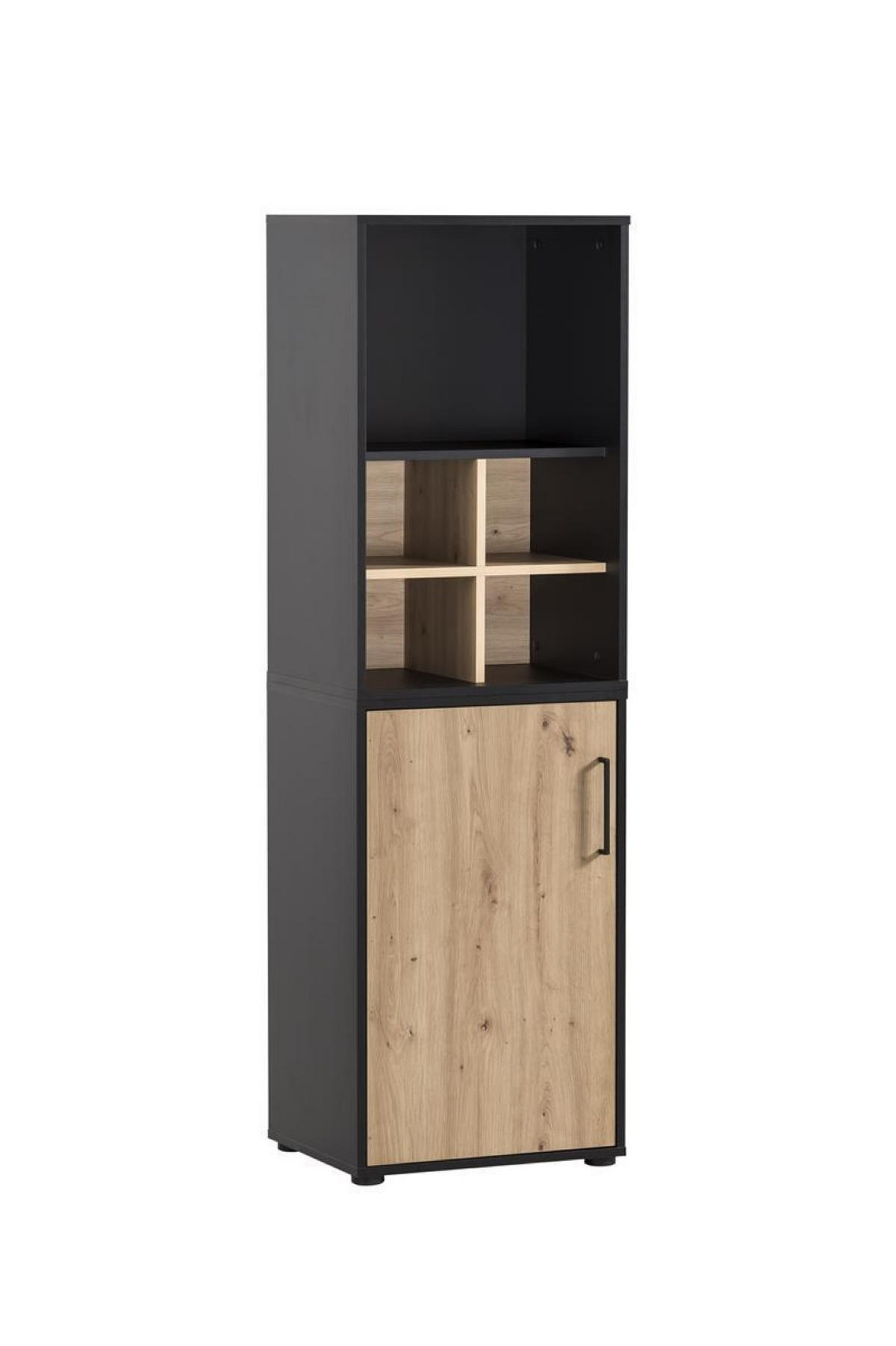 AKTENREGAL Raven Small 84x51x41 cm 2 Fächern Eiche/Schwarz - Schwarz, Holz (51/84/41cm) - PROREGAL