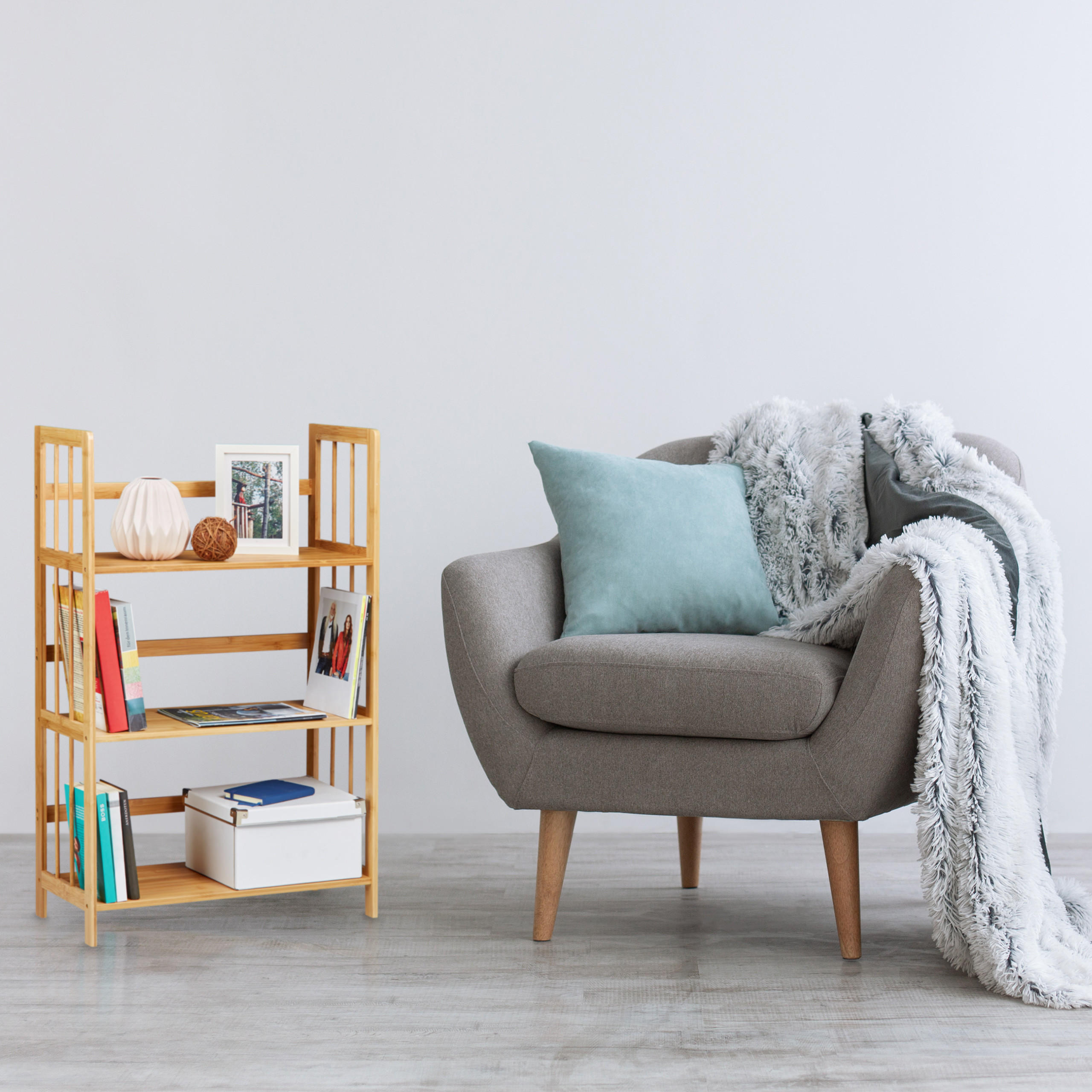 STANDREGAL - Hellbraun, Holz (55/88/26cm) - Relaxdays