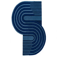 TEPPICH handgetuftet aus Wolle mit geometrischem S-förmigem Design und Hoch-Niedrig Flor Blau Shaped 150x240 - Blau, Textil (150/240cm) - KADIMA DESIGN