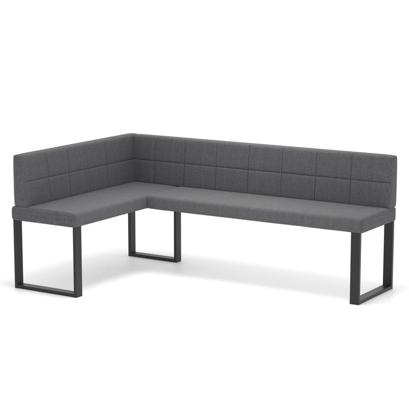 ECKBANK links SANA U Webstoff gesteppt, 128/168 cm Dunkelgrau - Dunkelgrau, Textil/Metall (128/168cm) - Idohome