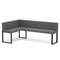 ECKBANK links SANA U Webstoff gesteppt, 128/168 cm Dunkelgrau - Dunkelgrau, Textil/Metall (128/168cm) - Idohome