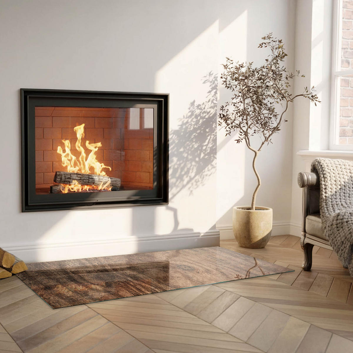 GLASPLATTE für Kamin 125x50 cm - Braun, Glas (125/50/0.4cm) - TULUP