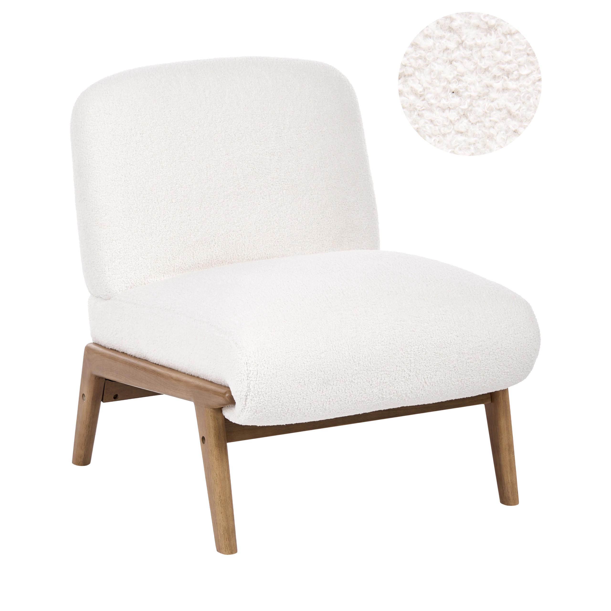 SESSEL Bouclé Cremeweiß Niva - Creme/Weiß, Textil (61/76/78cm) - Beliani
