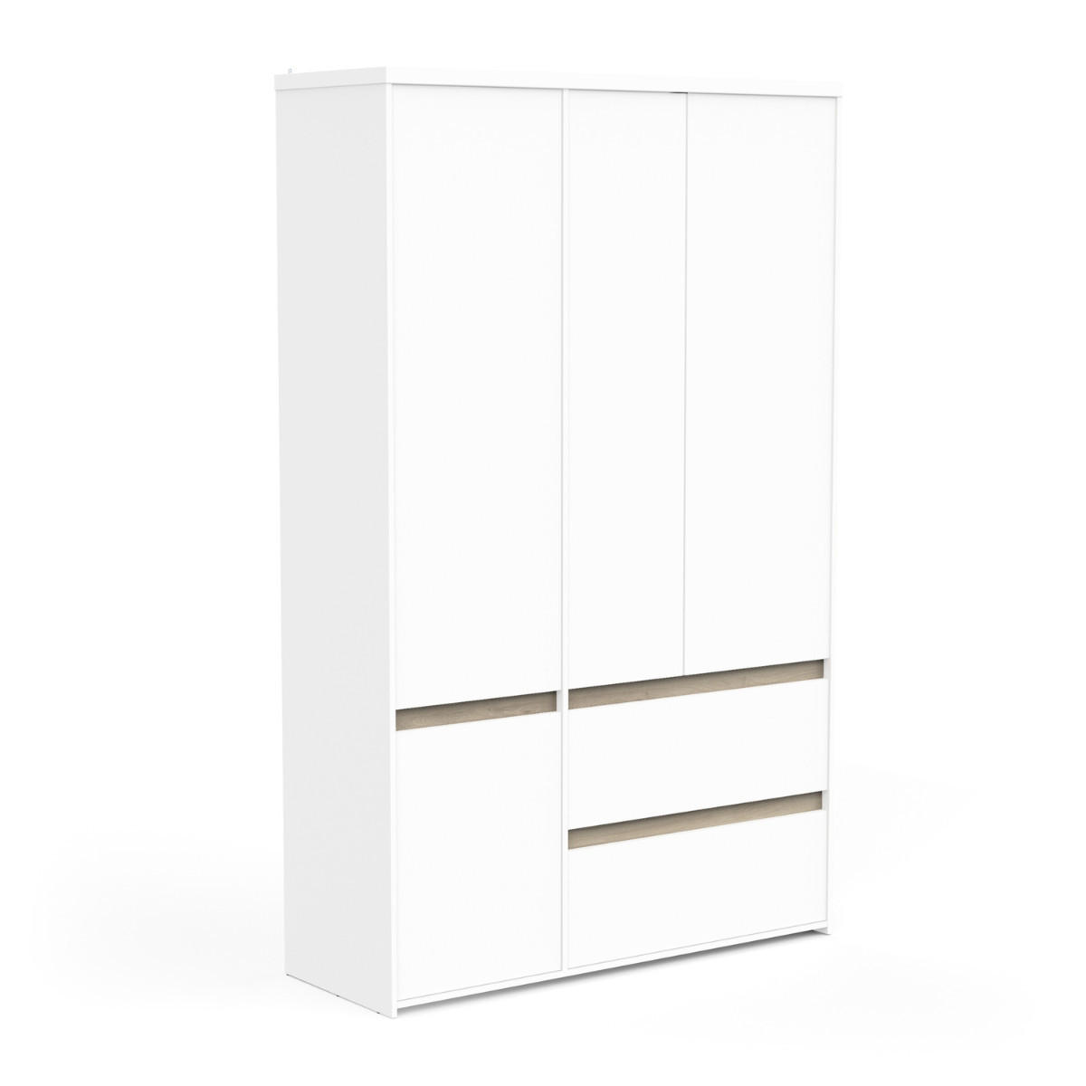 4-TÜRIGER Kleiderschrank mit 2 Schubladen in Eiche Kronberg Dekor und mattem Weiß 138,2/50/220,5 cm - Eschefarben, Holzwerkstoff (50/220.5/49.9cm) - Calicosy