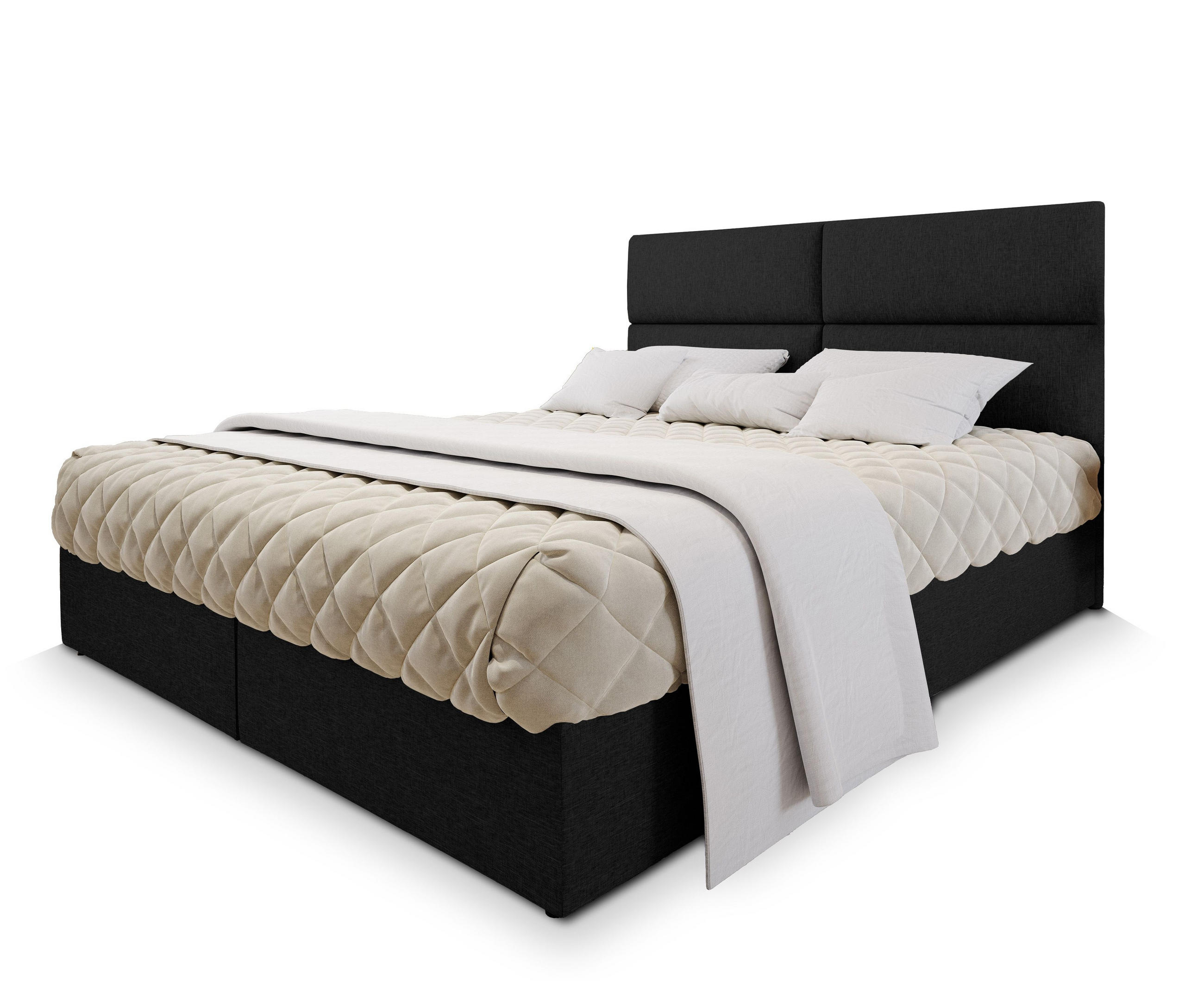 POSTEL BOXSPRING LONIS 160x200 cm, s matrací a úložným prostorem, černá - černá, kompozitní dřevo/textil (160/200cm) - MASSENO