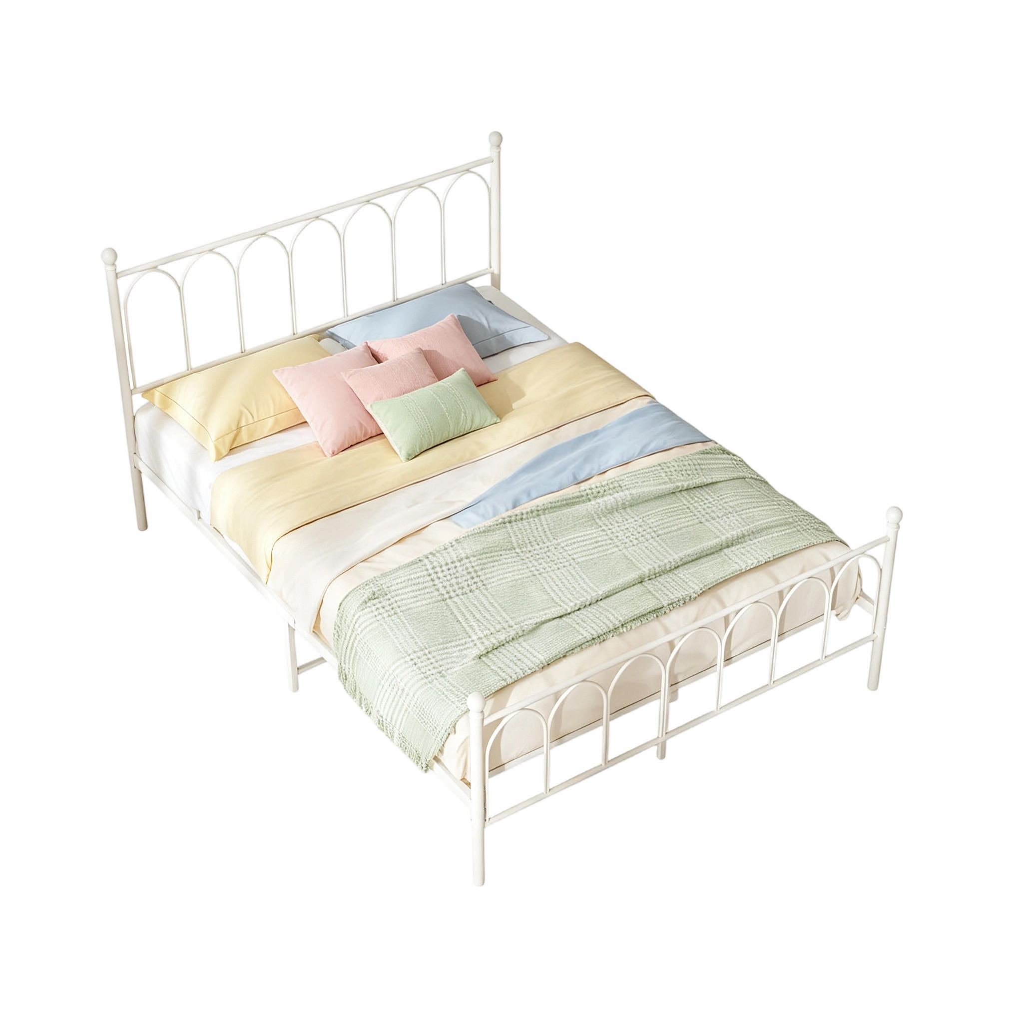 KOVOVÁ POSTEL 140/200 cm s úložným prostorem pod postelí, s roštem, bílá - bílá, kov (140/200cm) - STILVORA