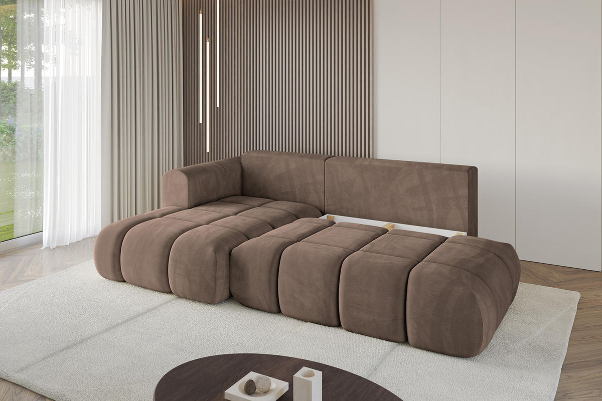 ECKSOFA Ottomane Links CLOUD-L-v1 289x180x40 Braun Velours - Braun, Holzwerkstoff/Kunststoff (180/289cm) - ALTDECOR