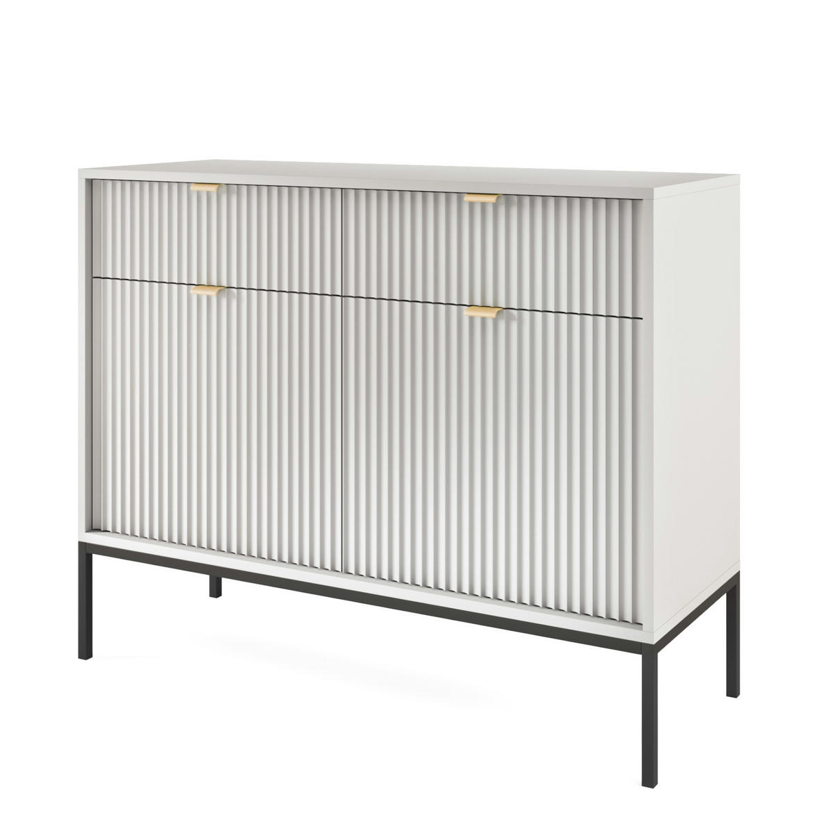 SIDEBOARD NANAIMO KOM2-2D2S Profilierte Fronten, Grau - Grau, Holzwerkstoff/Kunststoff (104/83/39cm) - Komodee