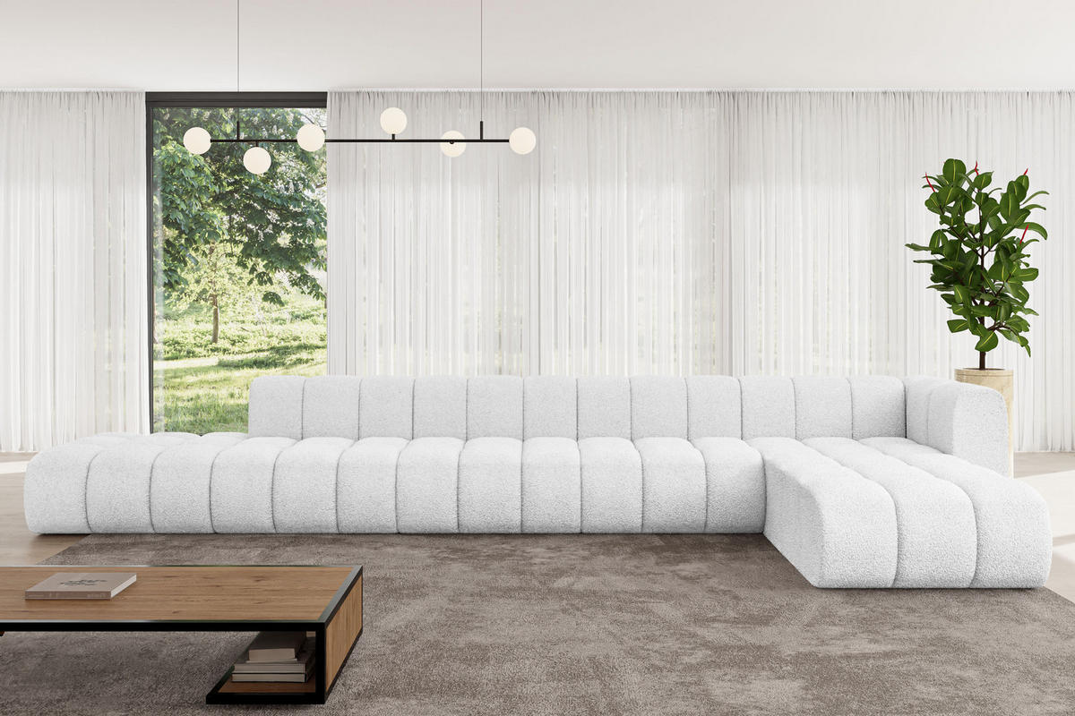 ECKSOFA modulares Sofa Zuvon-L3 - 478x177x70 cm Weiß - Weiß, Holzwerkstoff/Textil (478/177cm) - ALTDECOR