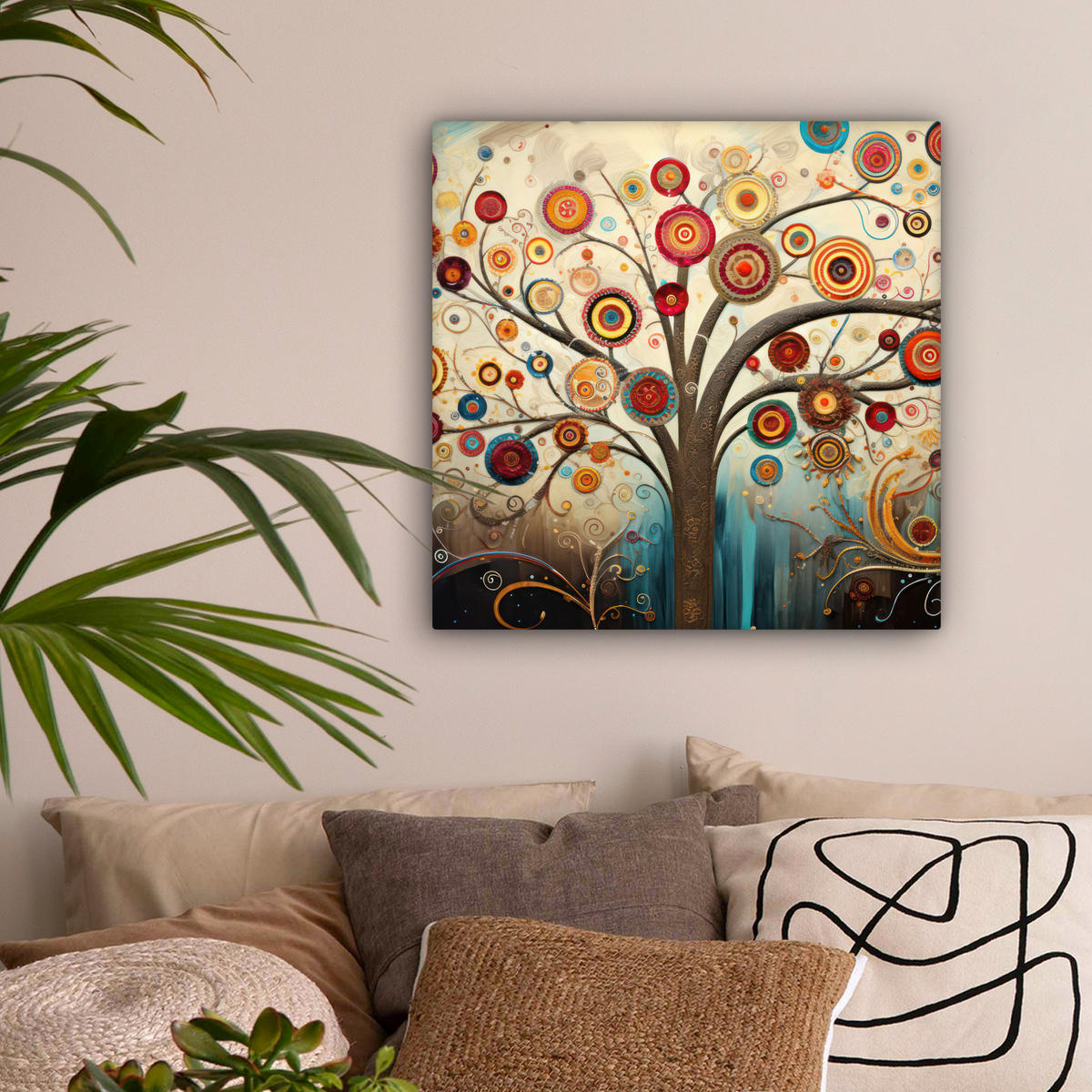 LEINWANDBILD Baum - Baum des Lebens - Farbe 50x50 cm - Braun, Textil (50/50cm) - MuchoWow