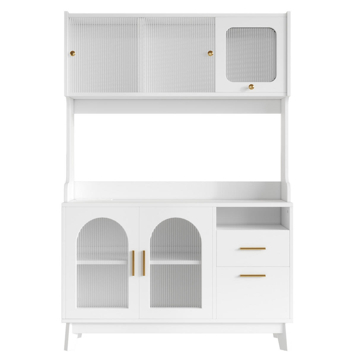 HOCHSCHRANK aus Holzwerkstoff 120x40x178 cm Weiß mit Stauraum, Steckdosen sowie USB-A- und USB-C-Anschluss - Weiß, Holzwerkstoff (120/178/40cm) - IVMEU