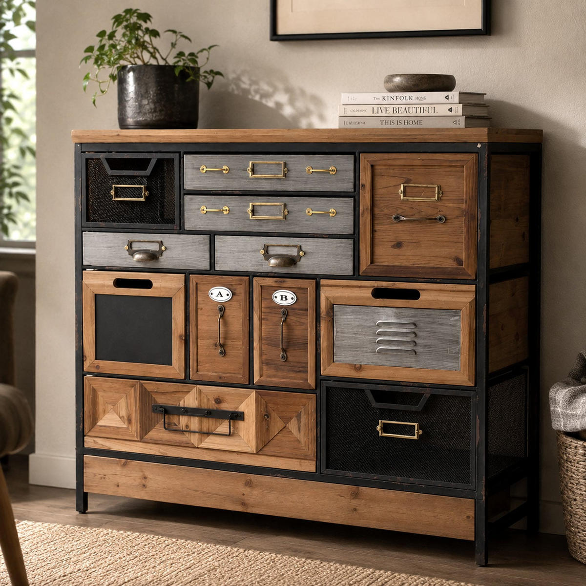 APOTHEKERKOMMODE Multicolor - Multicolor, Holz (84/85/36cm) - MCW