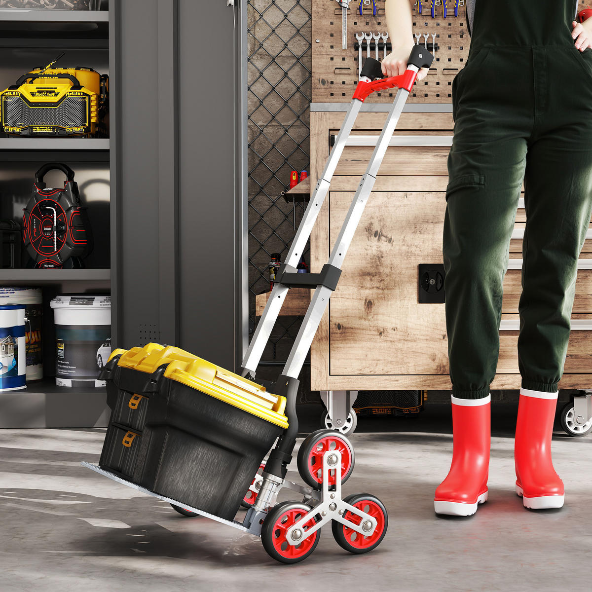 SACKKARRE mit 6 Rädern inkl. Teleskopgriff max. 70 kg - Multicolor, Metall (44/100/46cm) - HOMCOM