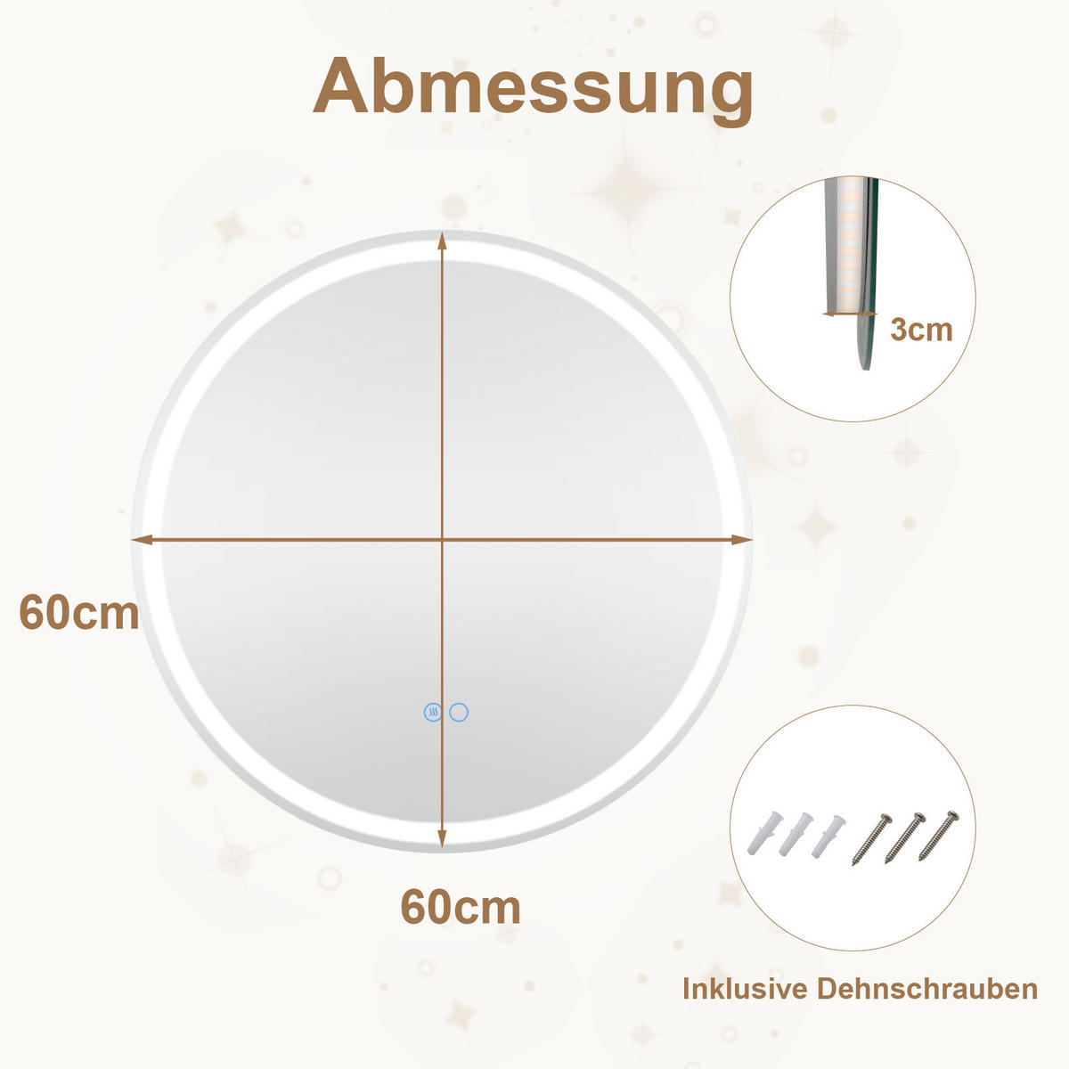 BADEZIMMERSPIEGEL Silber - Silberfarben, Glas (60/3/60cm) - COSTWAY