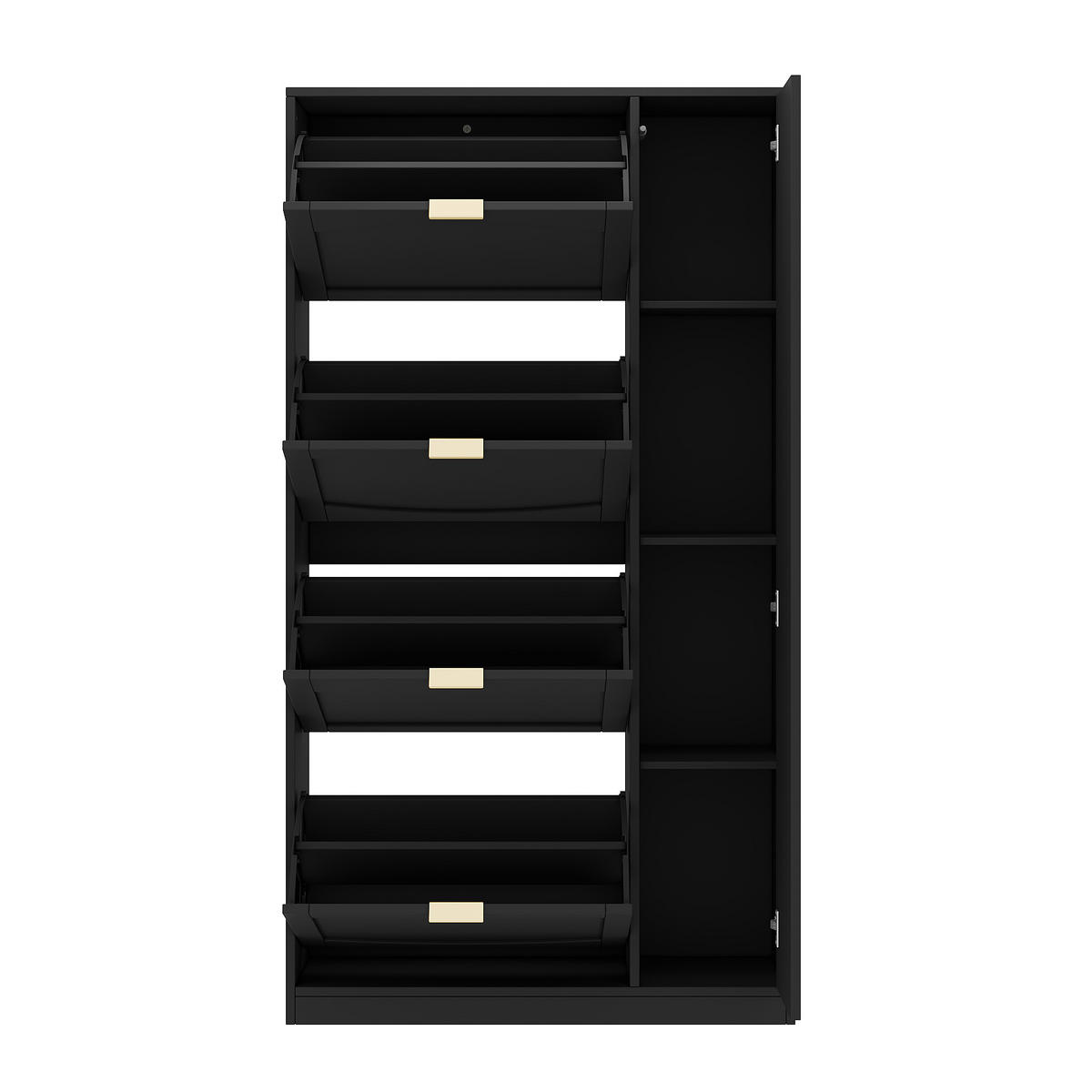 SCHUHSCHRANK mit Spiegel 80x147x24 cm Schwarz - Schwarz, Holzwerkstoff (24/147/80cm) - Beauniv