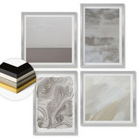 WANDBILDER 4er Set - 50x50 cm & 40x60 cm Silberner Rahmen - Industriedesignstrukturen - Silberfarben, Kunststoff (50/50cm) - ArtPrintCave