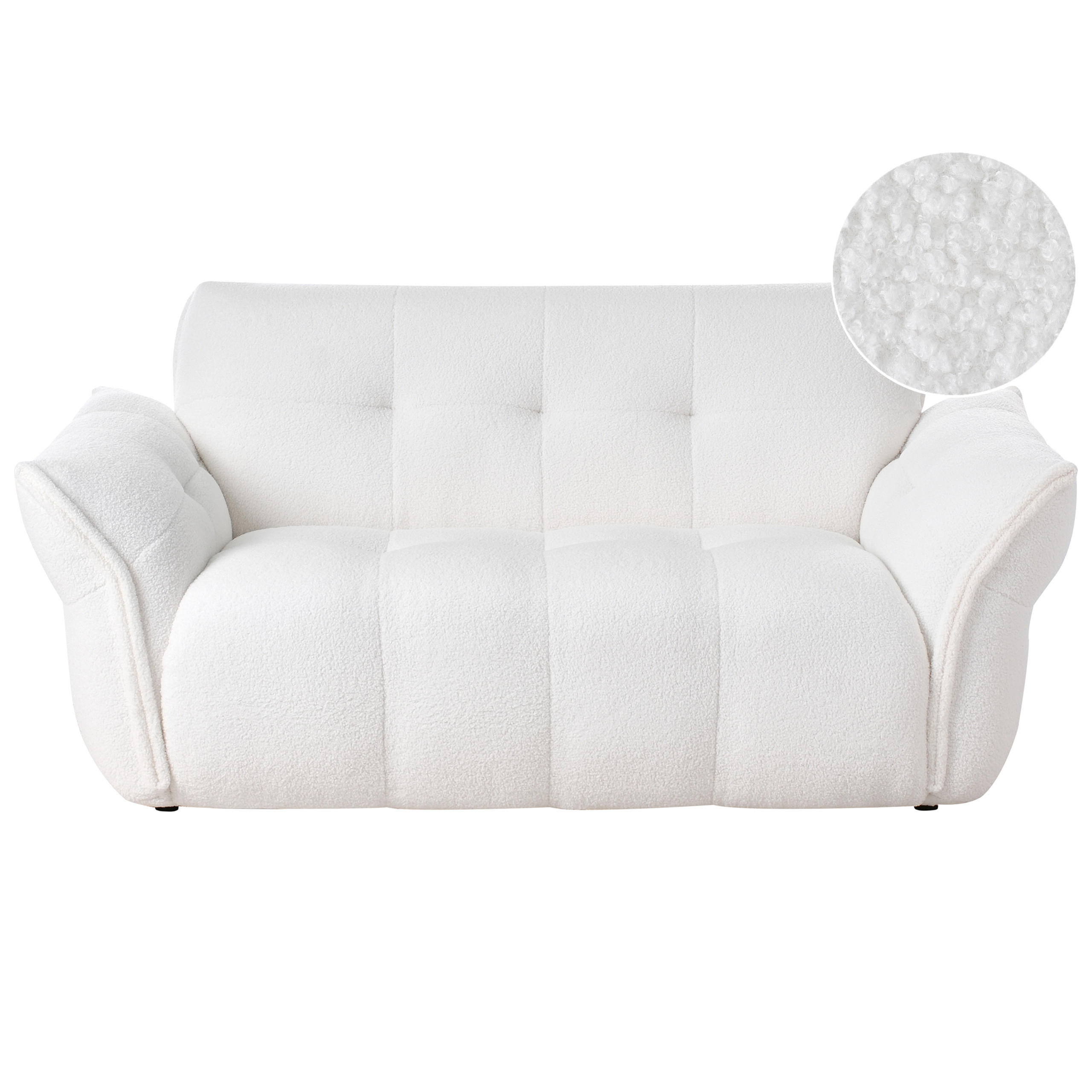 2-SITZER-SOFA Bouclé Weiß Halba - Weiß, Textil (174/80/85cm) - Beliani