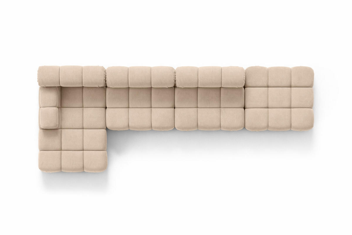 ECKSOFA L-Form XL, Stoff Velours Salvador, Beige, Links, Selia L XL - Beige, Holz (380/160cm) - Kaiser Möbel