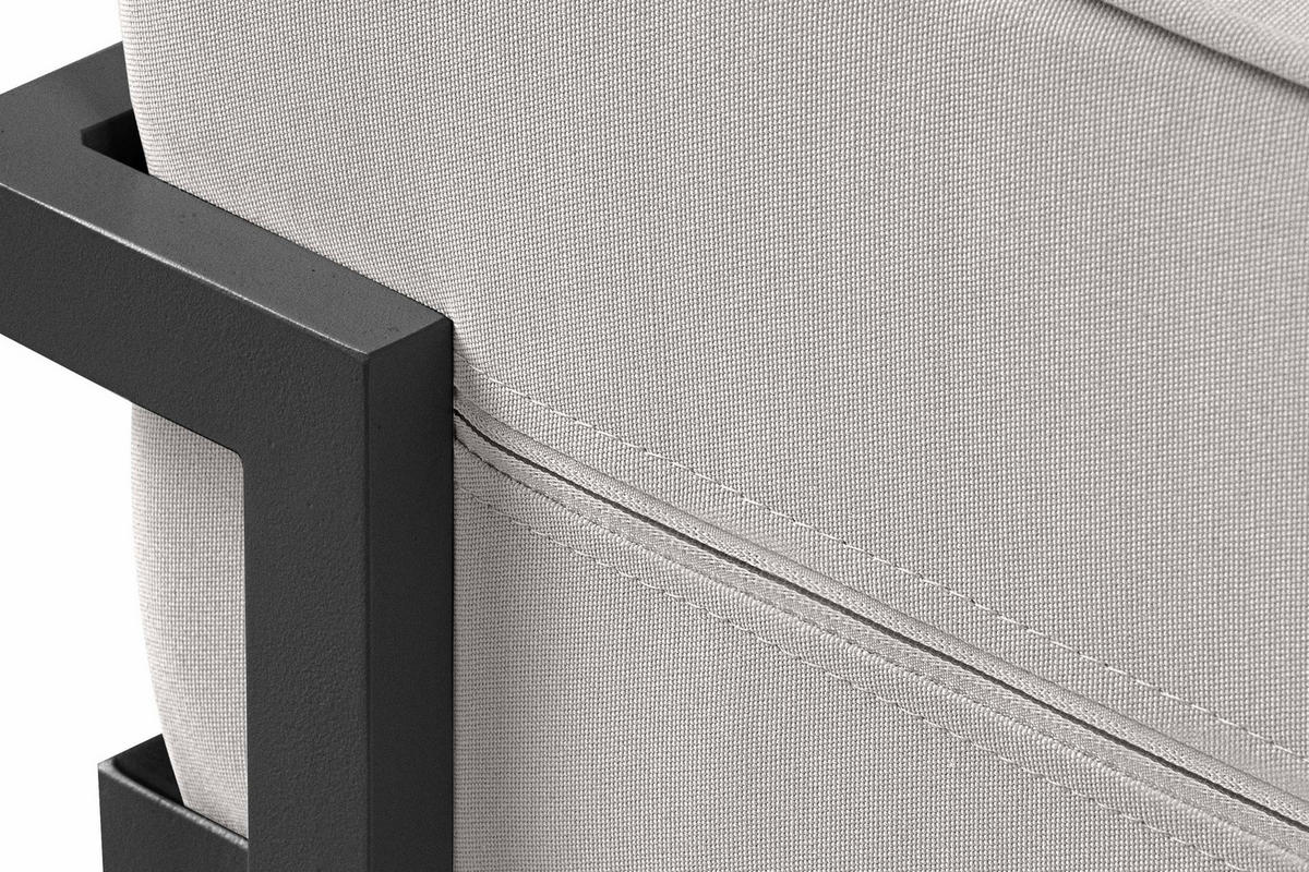 GARTENLOUNGE-HOCKER TRIGLO auf Metallfüßen, Modern, Dunkelgrau/Hellgrau - Dunkelgrau/Hellgrau, Textil/Metall (69/44/54cm) - KONSIMO®
