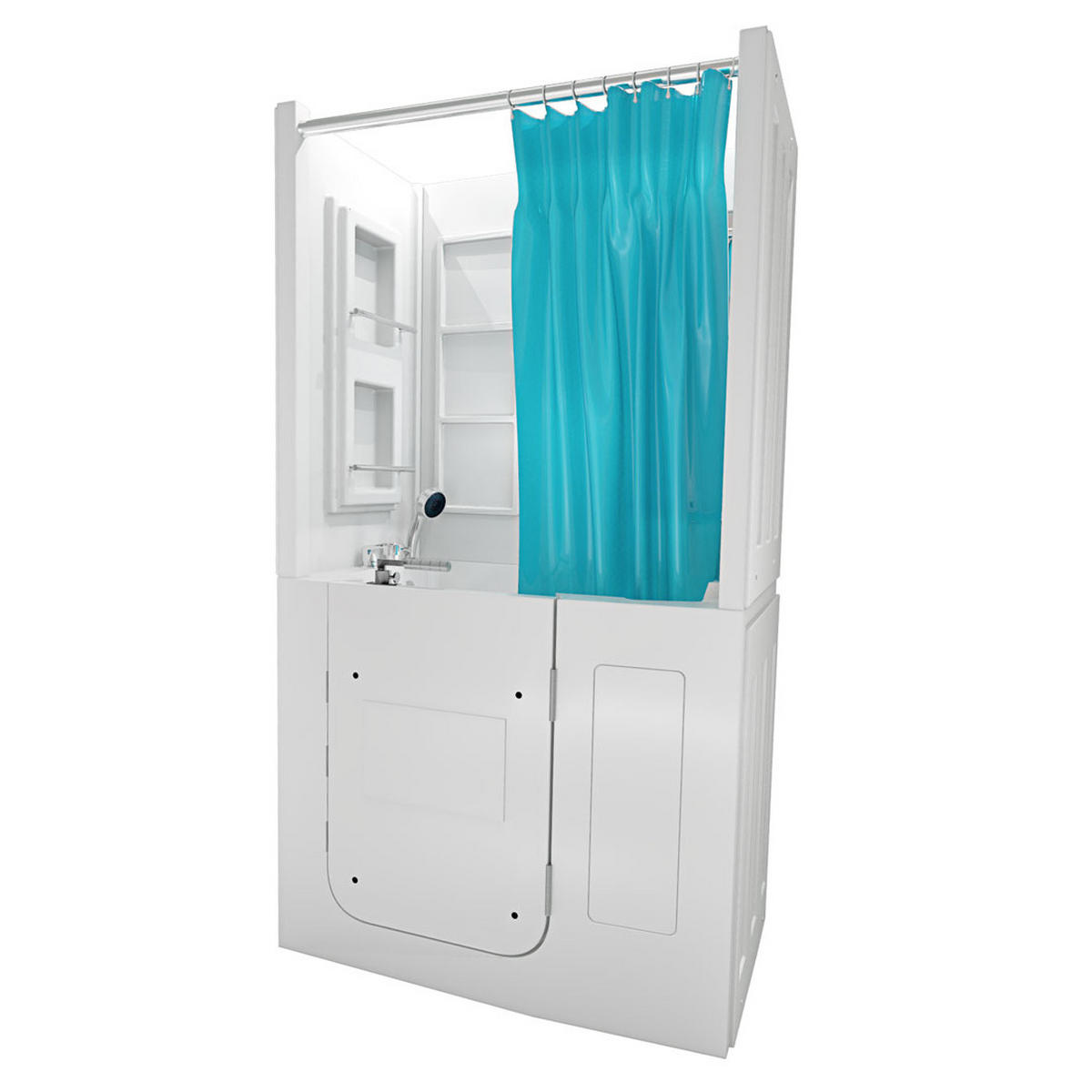 SENIOREN Dusche Sitzwanne mit Tür S08D-B-R - Weiß, Glas/Kunststoff (110/68/205cm) - AcquaVapore by Sandra Jentho