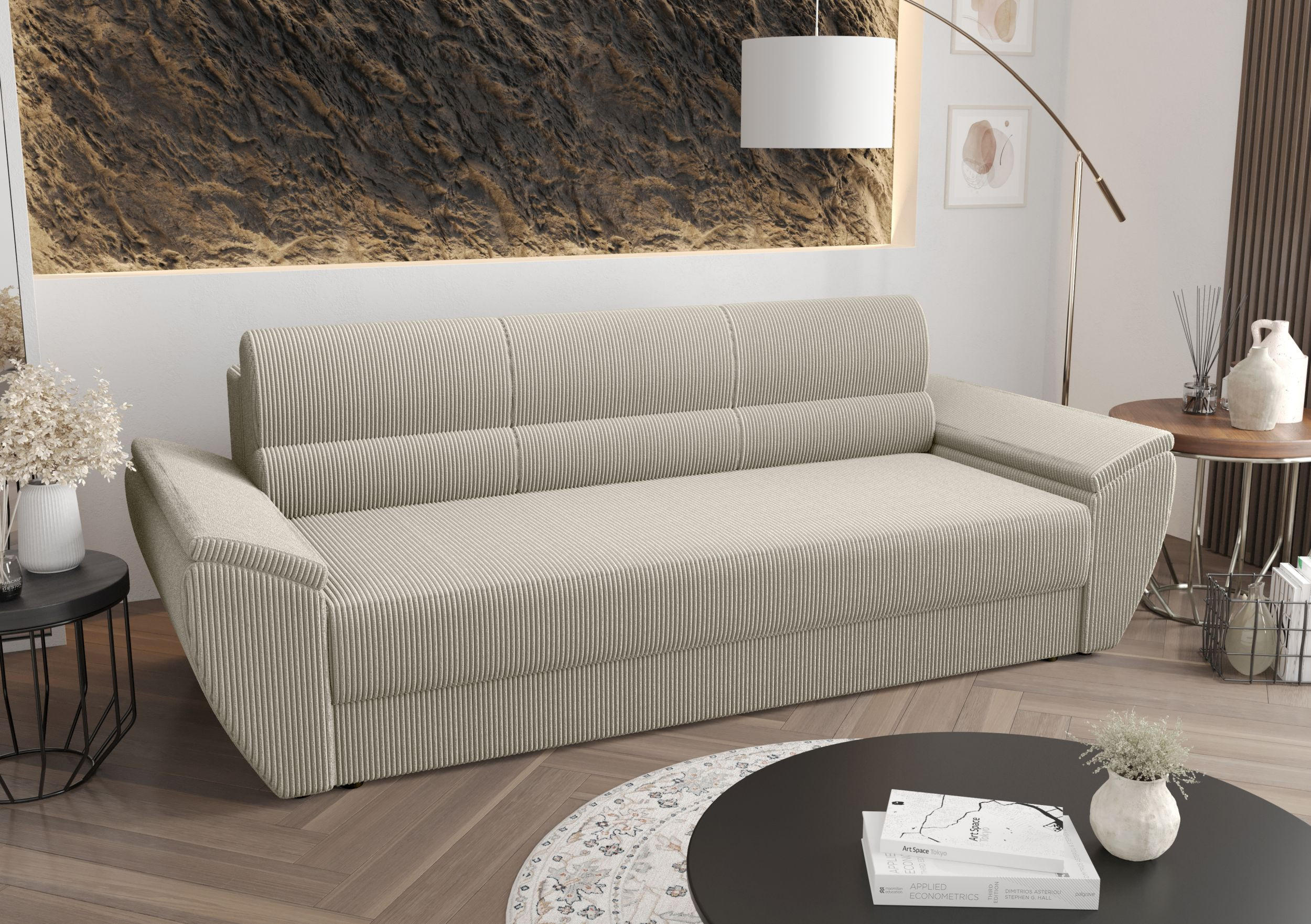 SOFA REBI BIS mit Schlaffunktion POSO 100 mit Stauraum - Beige, Textil (80/78/240cm) - Bedante