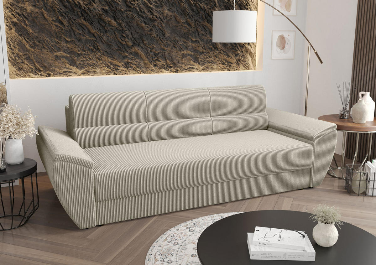 SOFA REBI BIS mit Schlaffunktion POSO 100 mit Stauraum - Beige, Textil (80/78/240cm) - Bedante