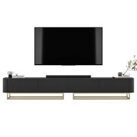 TV skrinka Aurora, set 2 kusov s kovovým rámom, matná čierna, 280 cm - čierna/zlatá, kov/kompozitné drevo (280/44/35cm) - Meble Lindner