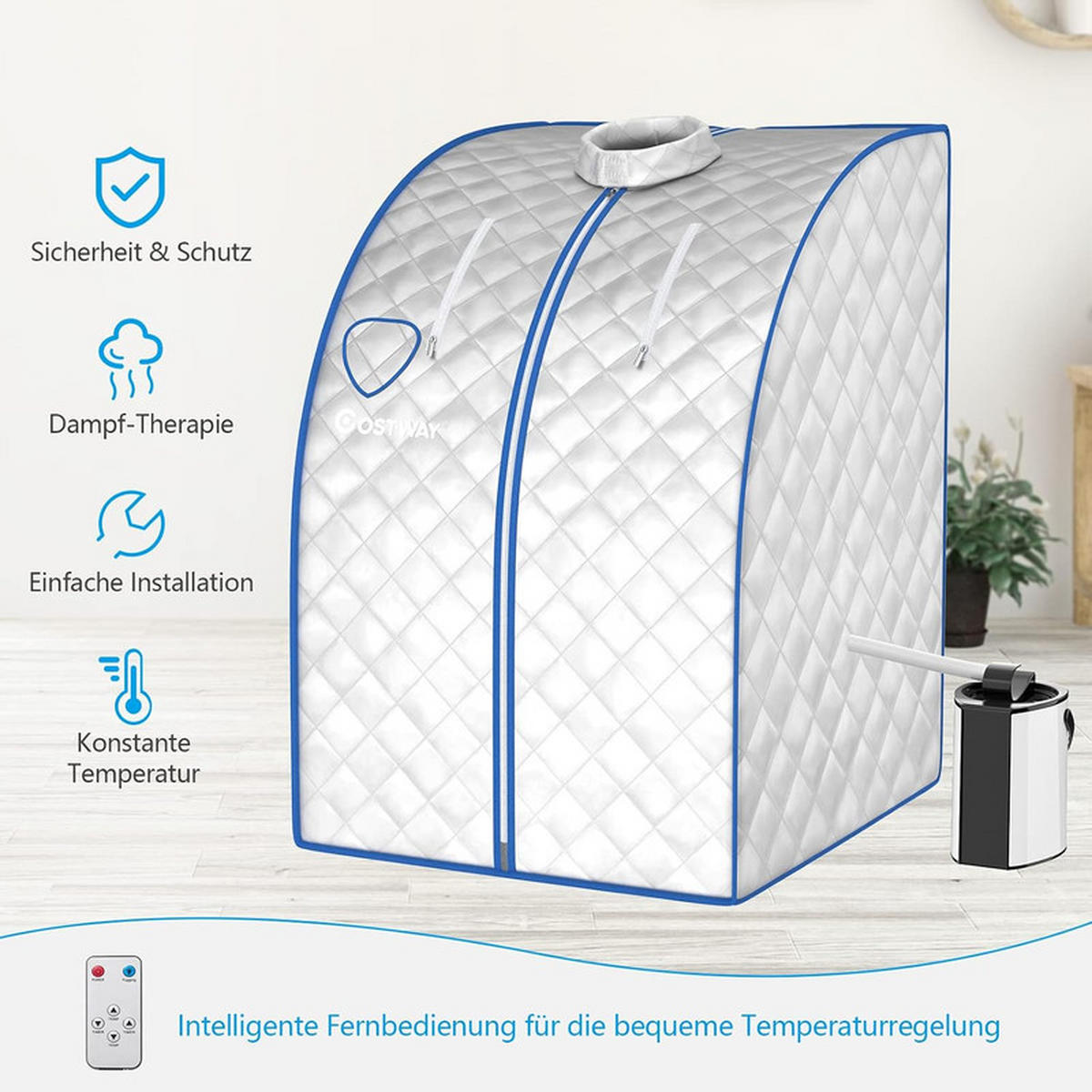 MINI-DAMPFSAUNA mit Zerstäubungsfunktion silber - Silberfarben, Kunststoff (87/101/78cm) - COSTWAY