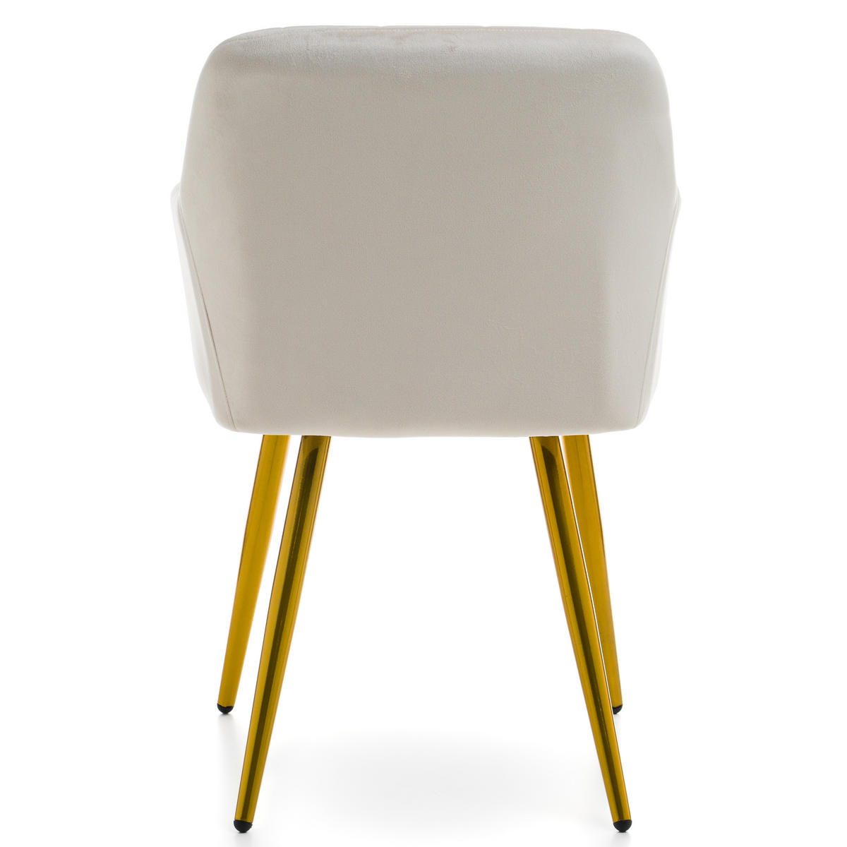 STUHL ORTE gepolstert mit Steppung - beige goldene beine - Samt Velours - Beige/Goldfarben, Textil/Metall (56/85/62cm) - NEW HOME
