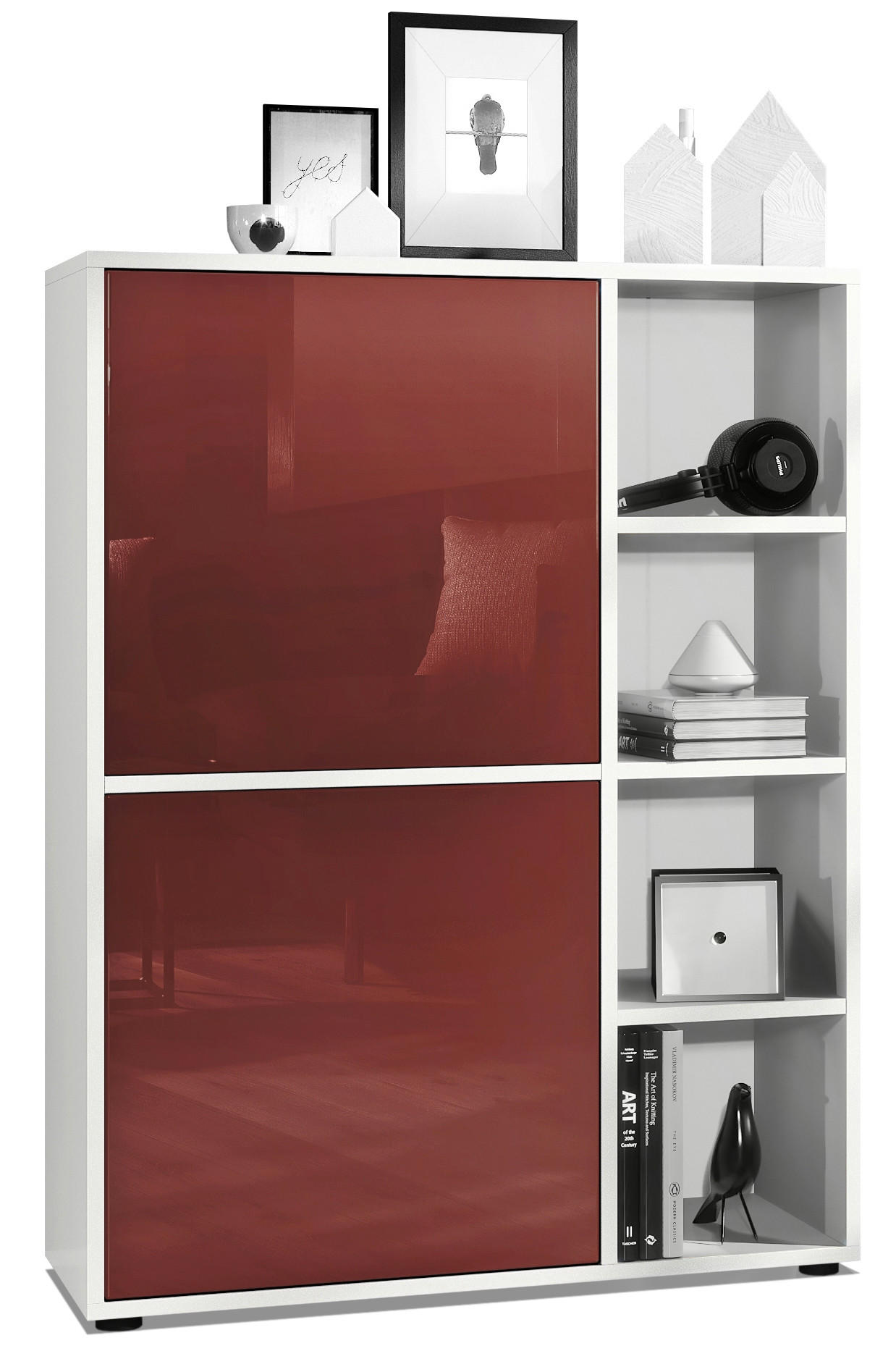 HIGHBOARD Cuba Türen in Bordeaux Hochglanz - Bordeaux, Holzwerkstoff (79/105.5/35.5cm) - Vladon
