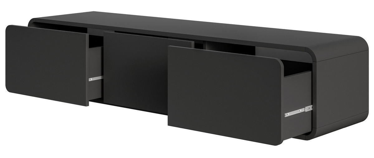 TV-HÄNGEBOARD Oro Schwarz mit 3 Schubladen 154 cm - Schwarz, Holzwerkstoff (154/32.4/40cm) - Selsey