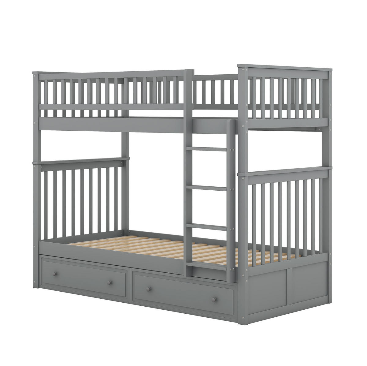 ETAGENBETT 90/200 cm aus Kiefer mit 2 Schubladen und Umbaufunktion Grau - Grau, Holz (90/200cm) - Modenvie