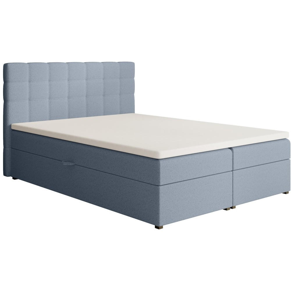 POLSTERBETT Topiq I 144/203/103 hellblau, Bouclé-Stoff - Hellblau, Holzwerkstoff (140/200cm) - Beautysofa