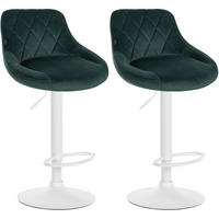 BARHOCKER 2er Set Samt dunkelgrün - Dunkelgrün/Weiß, Textil/Metall (46/83/49cm) - CLP