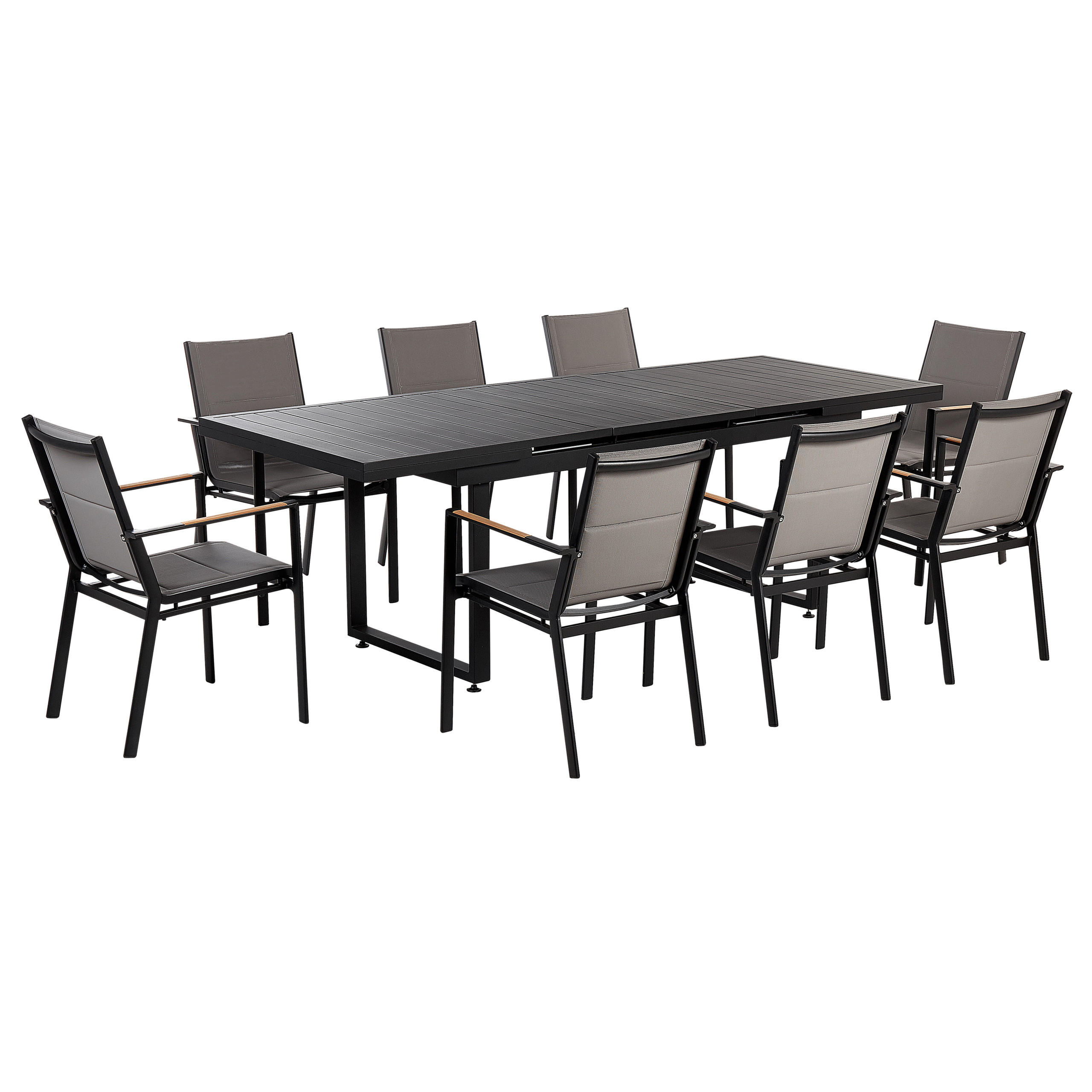 GARTENMÖBEL SET 8-Sitzer Aluminium schwarz/grau Valcanetto/Busseto - Schwarz/Grau, Metall - Beliani