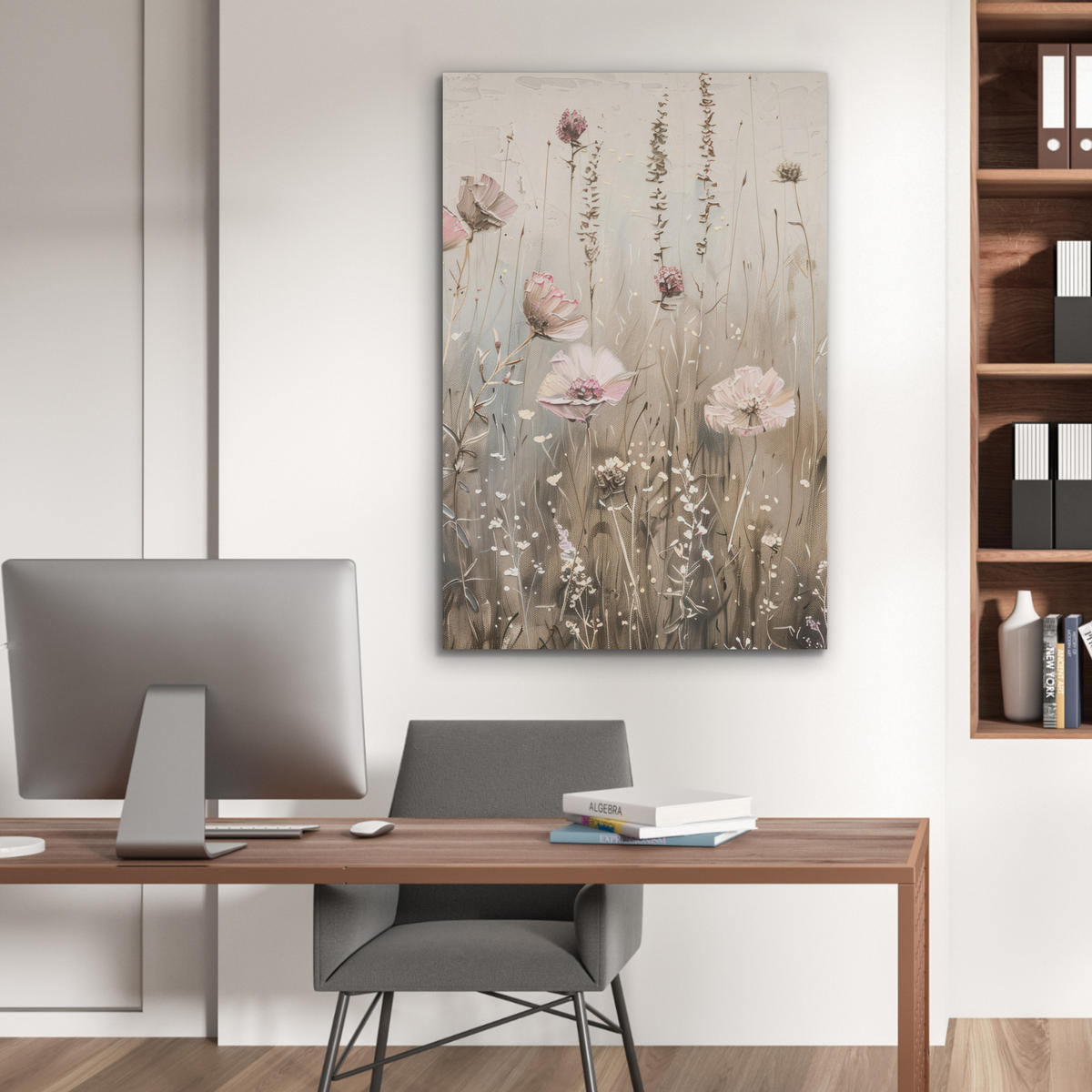 AKUSTIKPANEEL Blumen - Rosa - Modern - Beige 70x100 cm - Beige, Textil (70/0.9/100cm) - MuchoWow