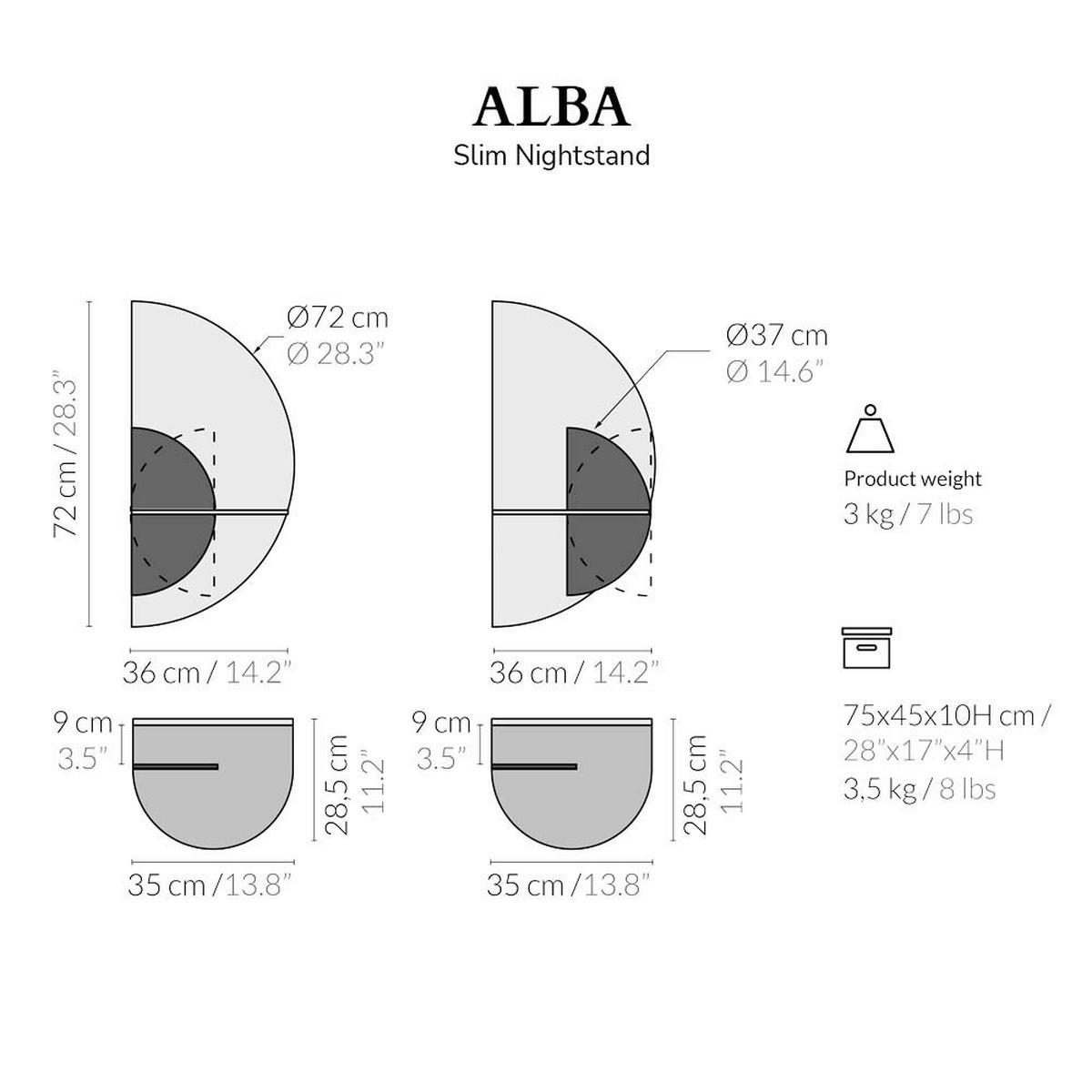 SCHLANKER ALBA-NACHTTISCH mit verstecktem Aufbewahrungshalbkreis - Eichefarben/Weiß, Holz (35/72/28.5cm) - Woodendot