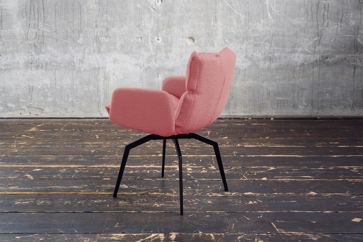 ESSZIMMERSTUHL BARO Pink Webstoff - Pink/Schwarz, Kunststoff/Textil (59/86/65cm) - KAWOLA