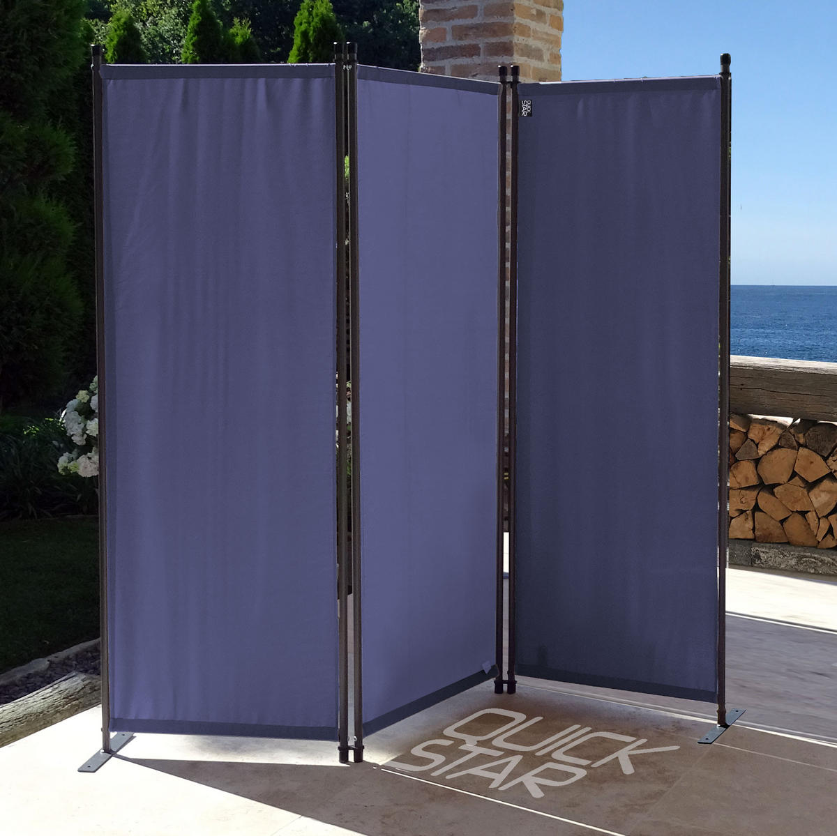 PARAVENT 2 Stück 3-tlg. 170x165 cm Blau - Blau, Metall (165/170cm) - QUICK STAR