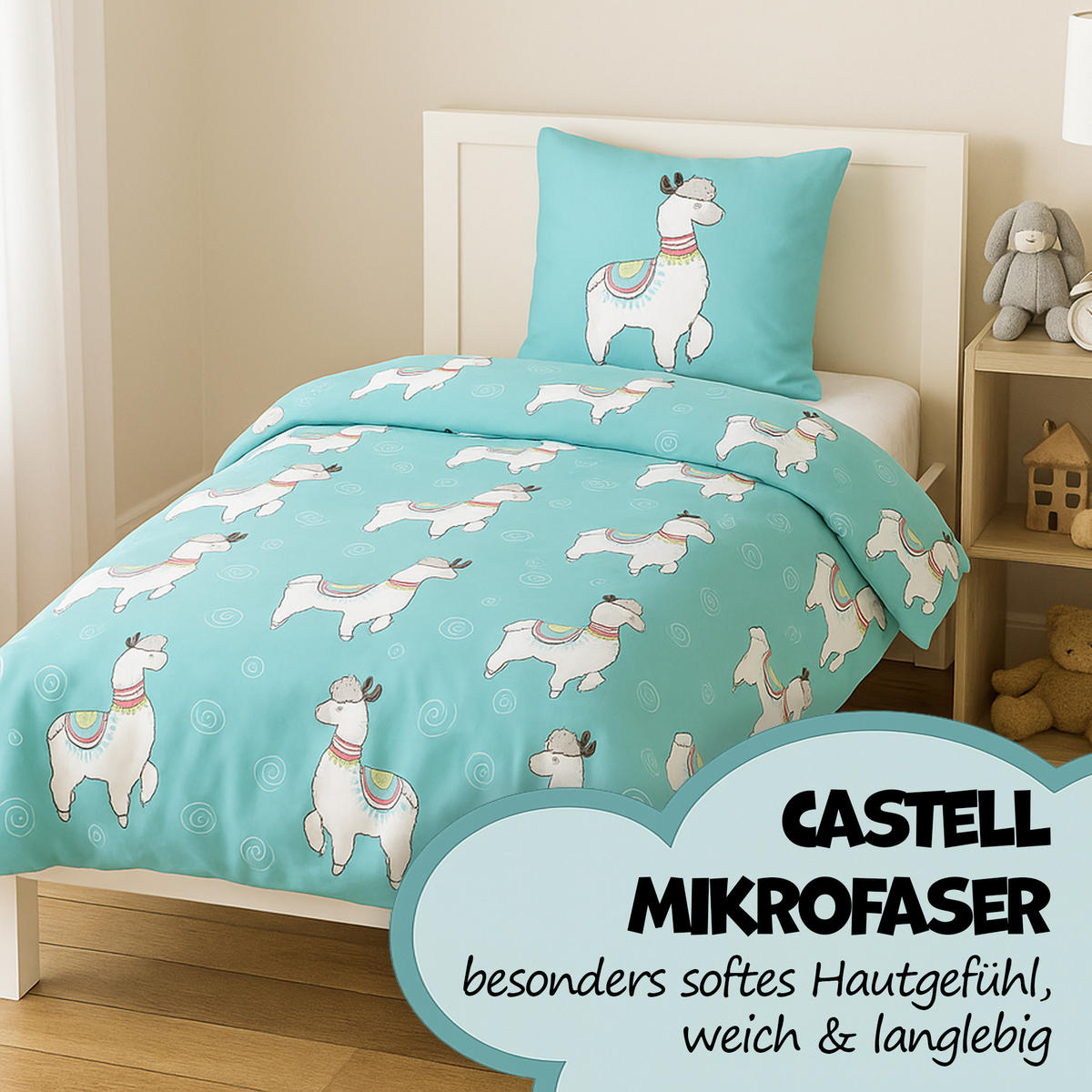 BETTWÄSCHE 2 tlg. mit Motiv 135x200 cm Lama - Multicolor, Textil (135/200cm) - Bestlivings