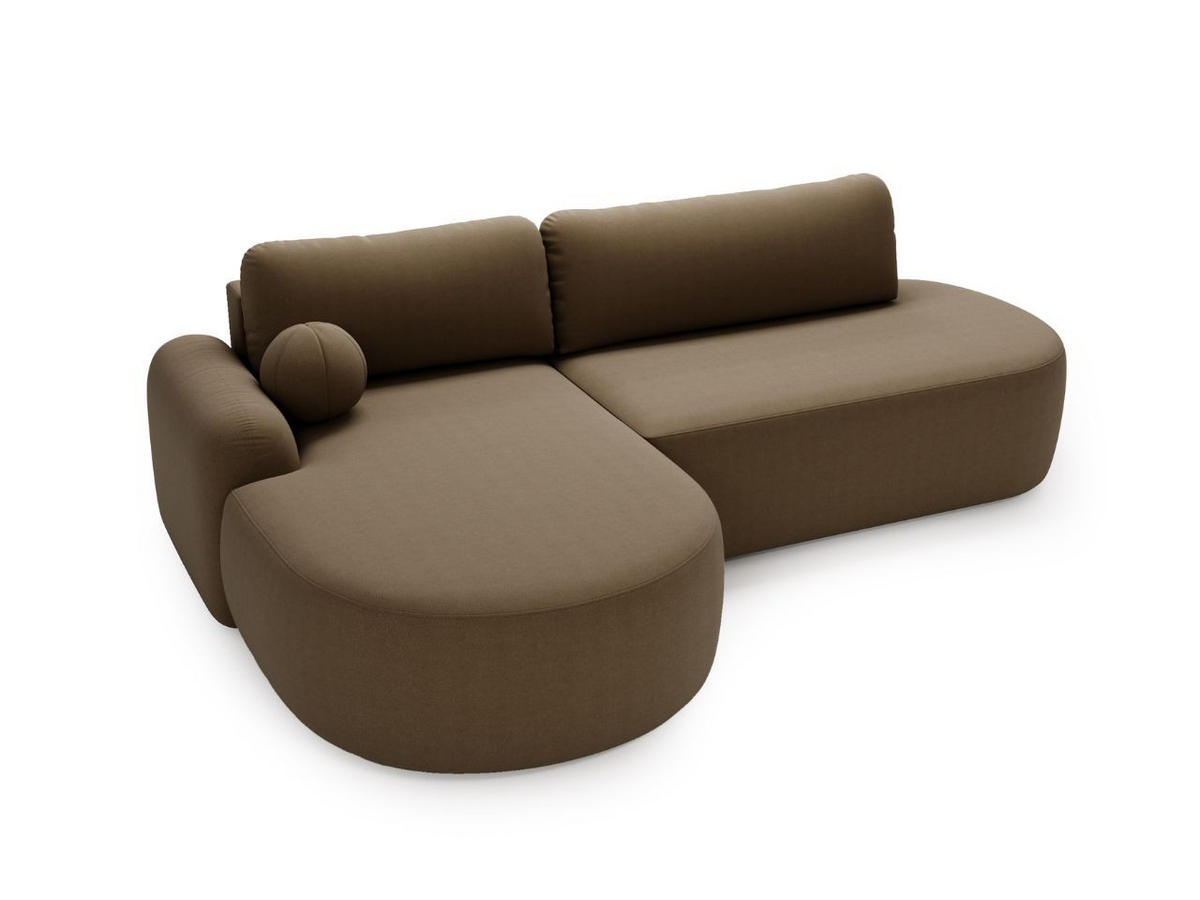 ECKSOFA Aurio O Bouclé-Stoff Braun Links - Braun, Holz/Textil (271/177cm) - Graingold