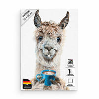 LEINWANDBILD Lama Latte 60x90 cm - Blau/Beige, Papier (60/90cm)