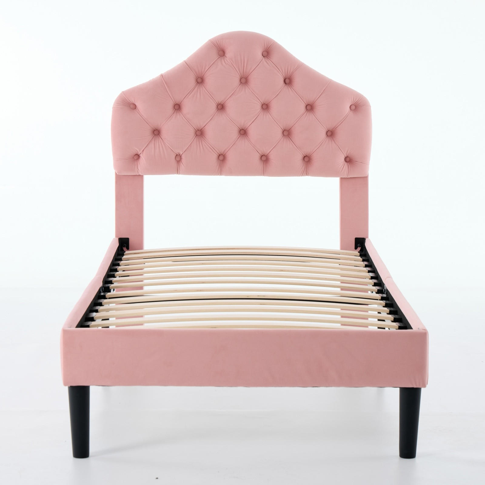 POLSTERBETT 90/200 cm Rosa mit verstellbarem Kopfteil - Pink, Holz (90/200cm) - SHOPENTRA