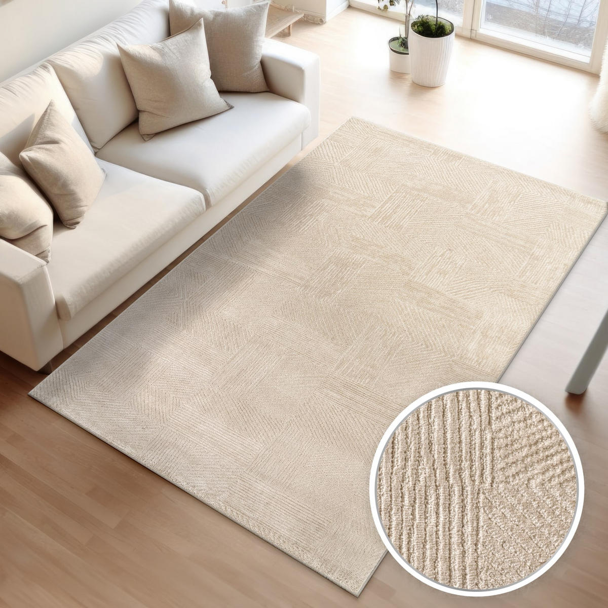FLACHWEBETEPPICH Boho Beige 80 x 150 cm - Beige, Kunststoff (80/150cm) - TT Home