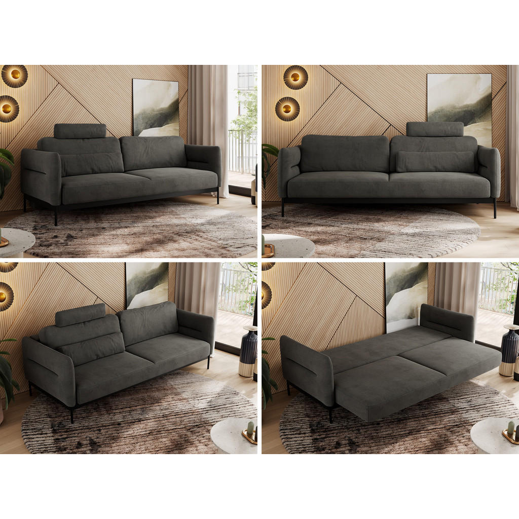 Thumbnail - MKS Sofa, Dunkelgrau, Textil, 3-Sitzer, 221x82x101 cm, Oeko-Tex®, Wohnzimmer, Sofas & Couches, Sofas, 3-Sitzer Sofas